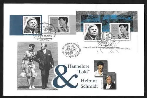 Bund: Hannelore-Loki + Helmut Schmidt, FDC 2019