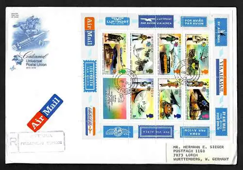 Barbuda: Registered Air Mail Antigua, 1974: 100 Jahre Weltpostverein UPU