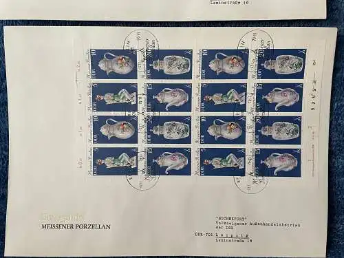 DDR: MiNr. 2464-2471, kpl. Bögen mit allen Zusammendrucken und DV, 2x FDC