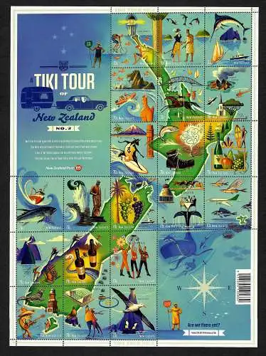 Neuseeland: TIKI Tour of New Zealand No. 2, mnh, plus game map