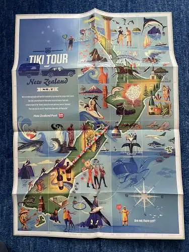 Neuseeland: TIKI Tour of New Zealand No. 2, mnh, plus game map