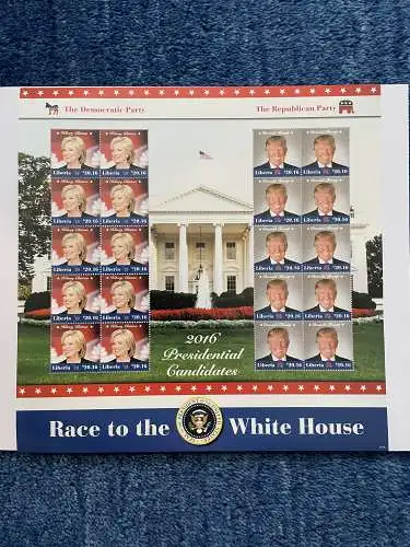 Liberia: Hillary Clinton + Donald Trump: 2016 Presidential Candidates, mnh