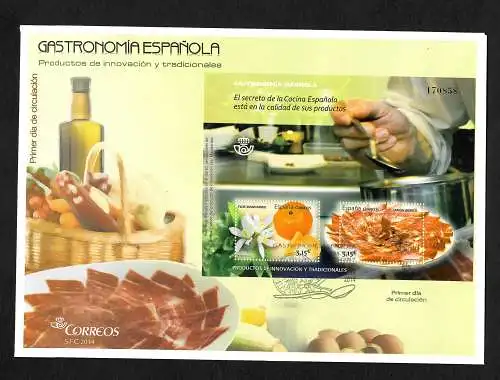 Spanien: Gastronomie, Kulinarisches Block als FDC, #4881-82