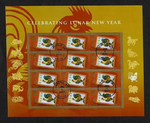 USA: Celebrating Lunar New Year, Jahr des Hahns 2017, gestempelt