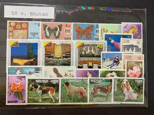 50 verschiedene Bhutan Briefmarken, 50 Bhutan stamps