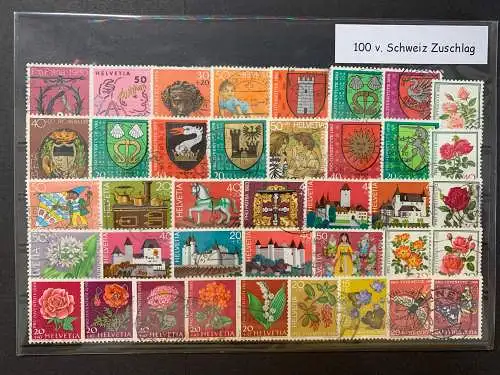 100 verschiedene Schweiz Zuschlagsmarken Briefmarken, 100 Switzerland stamps