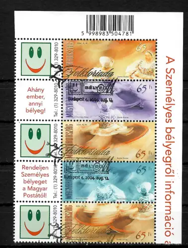 Ungarn: Personalisierte Briefmarken, 2004, 5 Marken: aus #4875-4884, gestempelt