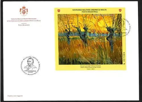 Malta: Vincent van Gogh, Sonnenuntergang, FDC Malteser Ordern