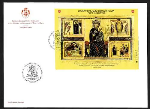 Malta: Mosaik-Kunst Madona con il Bambino, FDC Malteser Ordern