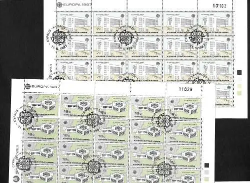 Zypern: Europa Marken 1987, 2x Bogen, gestempelt #681-682