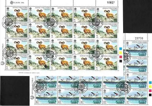 Zypern: Europa Marken 1986, 2x Bogen, gestempelt #655-656