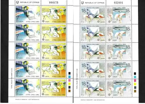 Zypern: Europa Marken 1988, 2x Bogen, postfrisch #695-698
