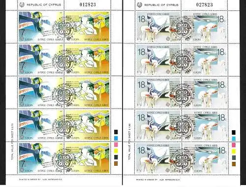Zypern: Europa Marken 1988, 2x Bogen, gestempelt #695-698