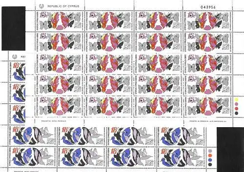 Zypern: 1990 European year of Tourismus postfrisch #750-753,   4x Bogen