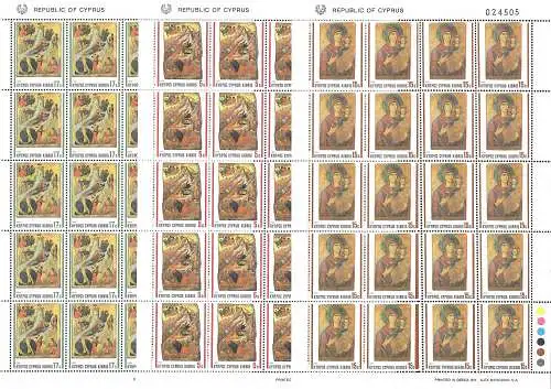 Zypern: 1990 christmas stamps, Weihnachten, postfrisch #764-766,   3x Bogen