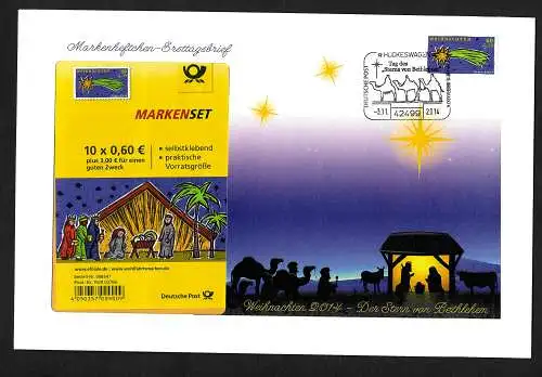 Bund: Tag des Sterns von Bethlehem, 2014, Markenheftchen Ersttagsbrief, FDC
