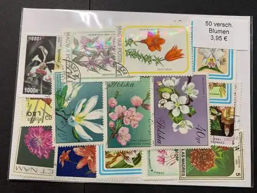 50 verschiedene Blumen, 50 different flower stamps