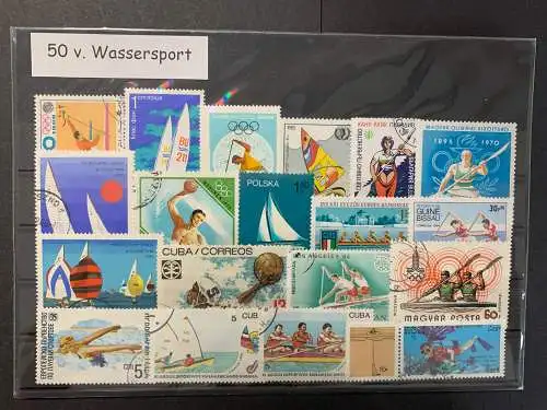 50 verschiedene Wassersport, 50 different Water sport stamps