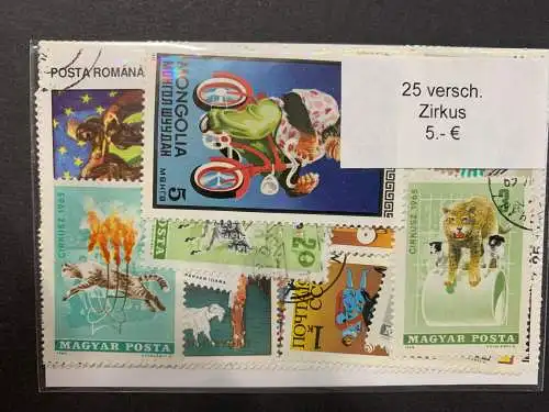 25 verschiedene Zirkus, 25 different Circus stamps