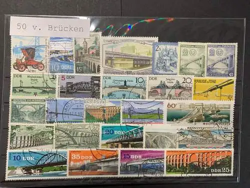 50 verschiedene Brücken, 50 different bridge stamps