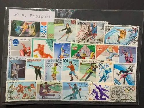 50 verschiedene Eissport, 50 different sport on ice stamps