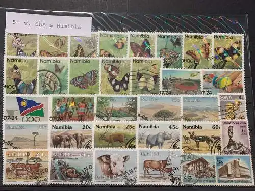 50 verschiedene Südwest Afrika, 50 different South West Africa stamps + Namibia