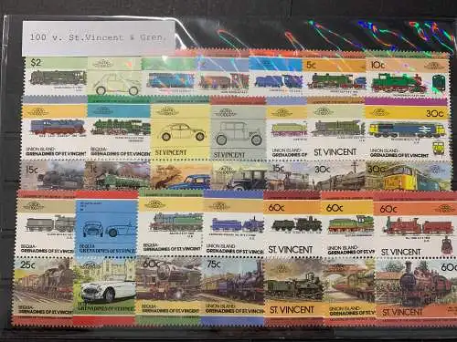 100 verschiedene St. Vincent&Grenadinen, 100 different St. Vincent stamps