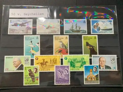 50 verschiedene Seychellen, 50 different of the Seychelles stamps