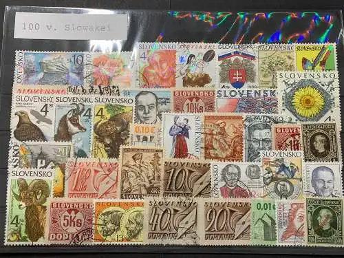 100 verschiedene Slovakei, 100 different Slovakia stamps