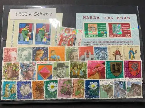 1500 verschiedene Schweiz, 1500 different Switzerland stamps