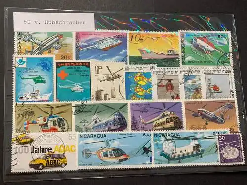 50 verschiedene Hubschrauber, 50 different helicopter stamps