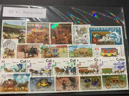 50 verschiedene Kutschen, 50 different Carriages stamps