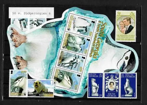 50 verschiedene Süd Georgien Sandwichinseln, 50 different Sandwich Island stamps