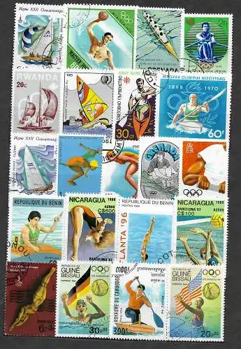 25 verschiedene Wassersport, 25 different Water sport stamps