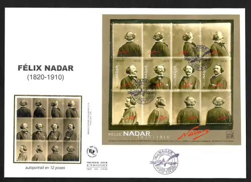 Frankreich: 200. Geburtstag von Félix Nadar, Block 2020, FDC