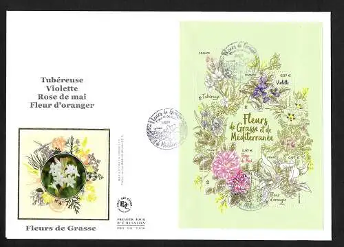 Frankreich: Tubéreuse Violette, Rose de mai, Fleur d'oranger, 2020, FDC