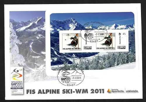 Bund: FIS Alpine SKI WM 2011, Abfahrtslauf, Sonderstempel, 2011, Garmisch