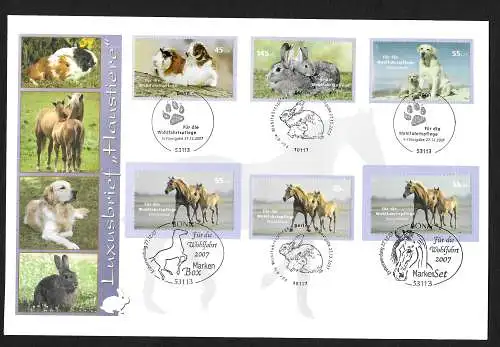 Bund: 2630-2633, Tiere Hund Hase Pferde, FDC 2007 Luxusbrief Haustiere