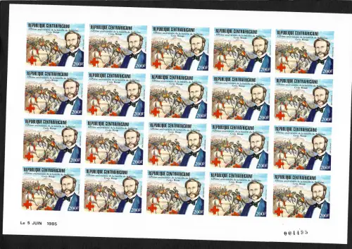 Zentralafrika: 125 Jahrestag Schlacht Soferino-Rotes Kreuz, Bogen postfrisch