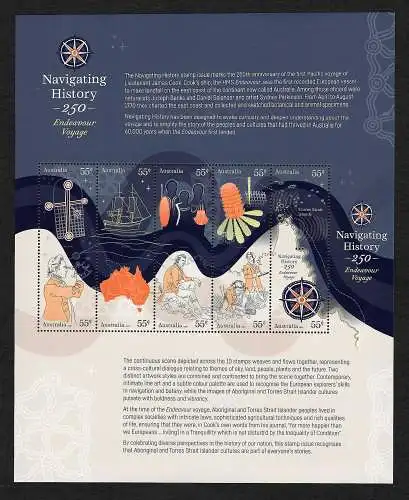 Australien: 250 Jahre HMS Endeavour, Block postfrisch