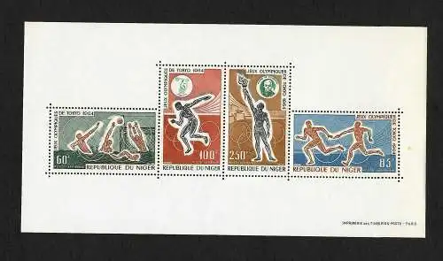 Niger: Olympische Spiele in Tokio 1964, Block #3 postfrisch