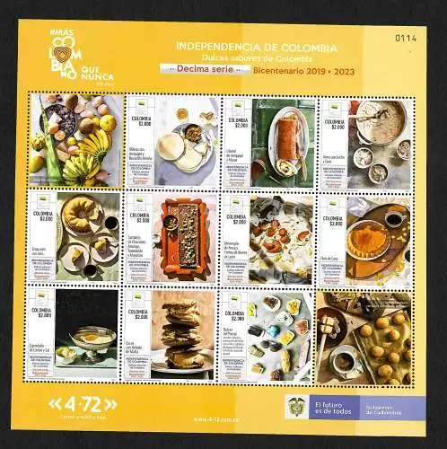 Kolumbien: 2023: verschiedene Nachtische, Duces sabores de Colombia, ... mnh