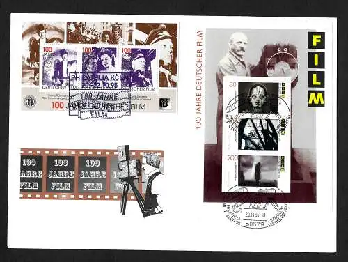 Bund 1995: 100 Jahre Deutscher Film, Philatelia Köln, FDC