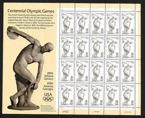 USA: 1896-1996:Olympiade Atlanta: Centennial Olympic games, mnh