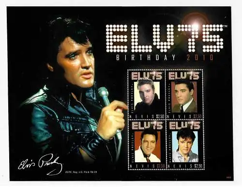 Nevis: Elvis Presley: ELV75, Birthday 2010, Block, mnh