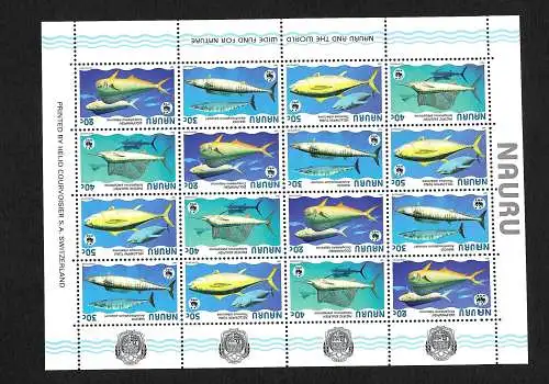 Nauru and teh World: Wide fund for Nature: Naturschutz - Fische 16 stamps