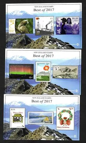 Neuseeland: Best Stamps of 2017, 3x blocks, postfrisch