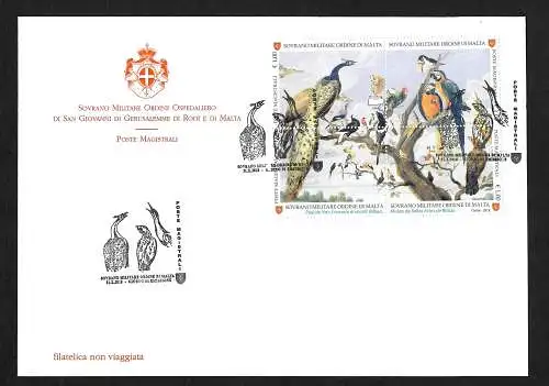 Malta: Vögel, 4 Briefmarken zu einem Block, FDC