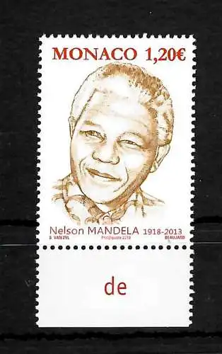 Monaco: 100. Geburtstag von Nelson Mandela, 2018 postfrisch