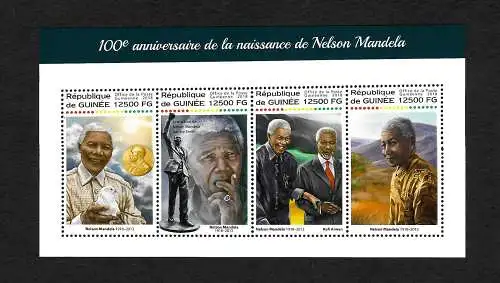 Guinea: 100. Geburtstag von Nelson Mandela, 2018 postfrisch, Block